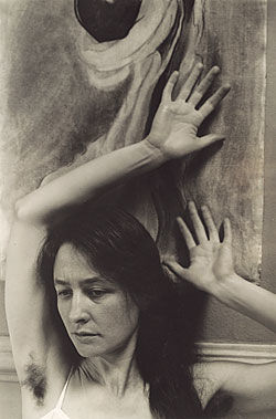 A photograph of Georgia O'Keefe taken by Alfred Stieglitz in 1918