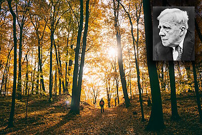 A Yellow Wood and Robert Frost (inset)