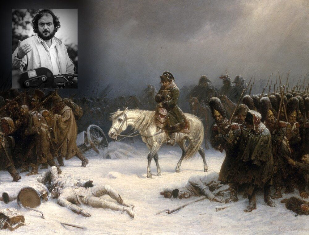Adolph Northen, Napoleon’s retreat from Moscow (1851) and Stanley Kubrick (inset)