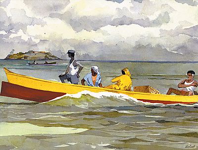 Derek Walcott's painting on the book cover of Omeros