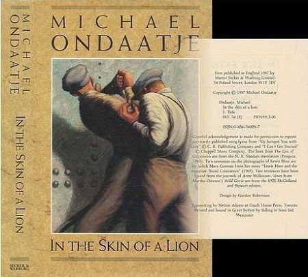Front Cover and Inside of In the Skin of a Lion