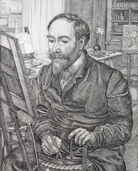Line engraving of Théophile Alexandre Steinlen (1859-1923)