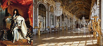 Louis XIV and Galerie des Glaces, Versailles