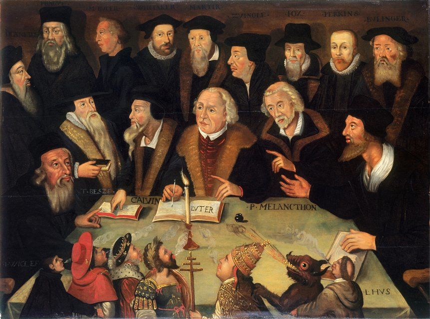 Martin Luther in the Circle of Reformers, German School, 1625-1650
