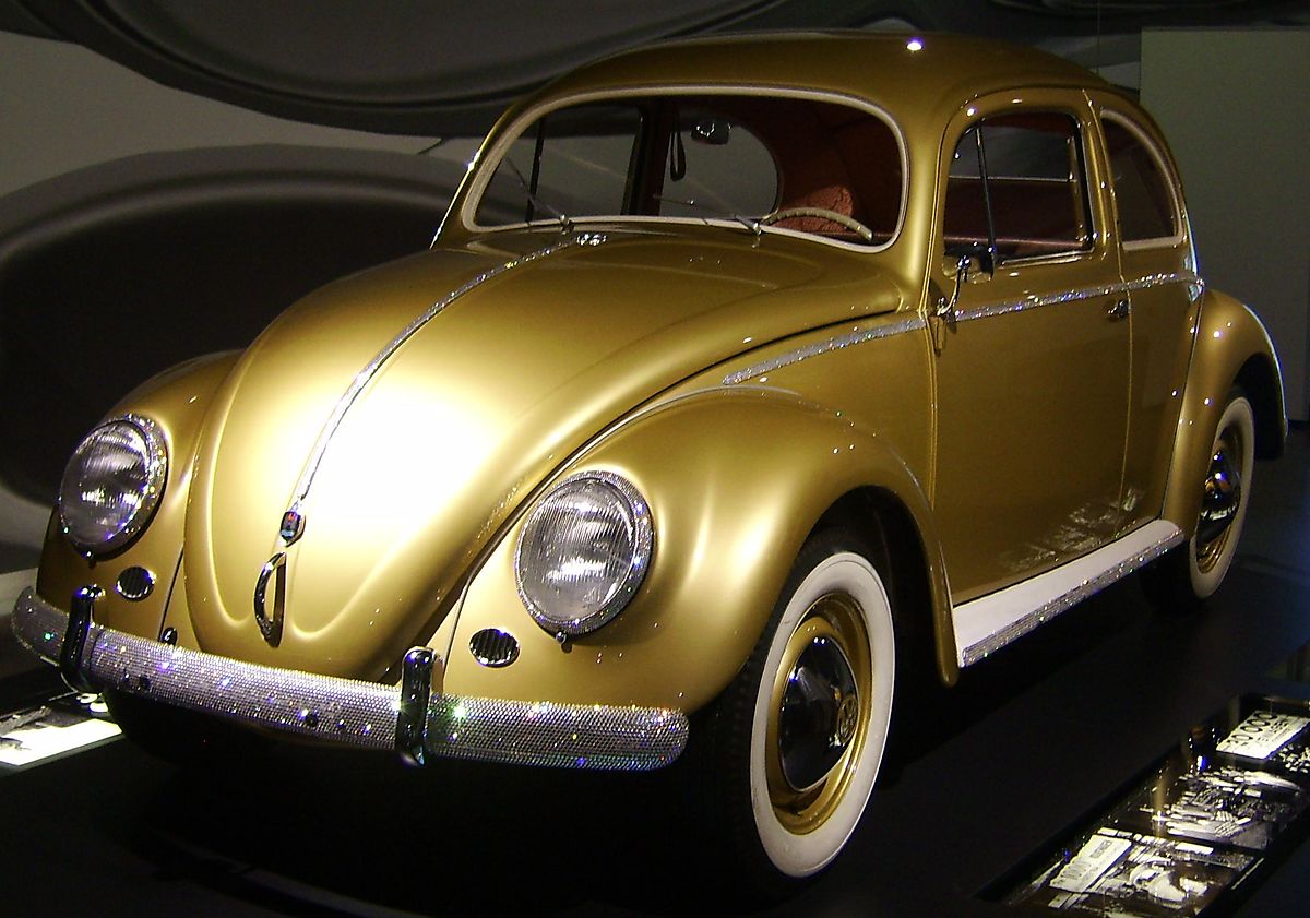 The millionth VW Volkswagen, all chrome parts are loaded with edged glass beads