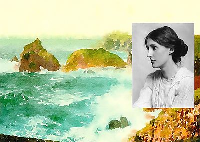 Virginia Woolf-Cornwall Sea Watercolour