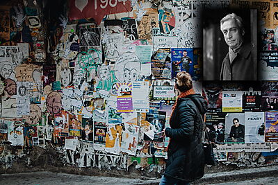 Wall with Advertisements and Roland Barthes (inset)